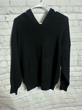 Women's Black V‑Neck Hoodie Sweater